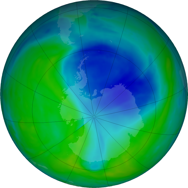 Antarctic ozone map for 01 December 2022